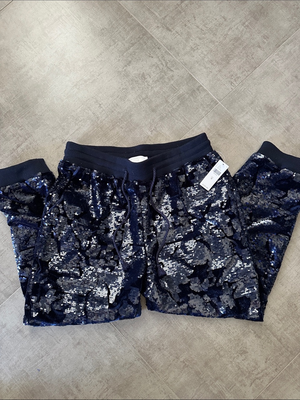 Anthropologie Navy Sequin Jogger Pants